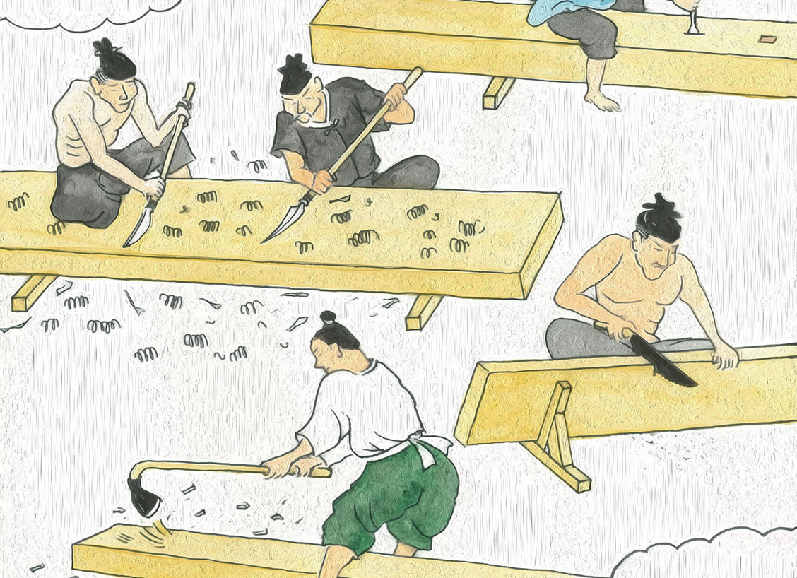 飛騨の匠が家具を作るイメージ