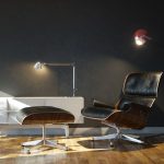 一人でのんびりくつろげる上質なリクライニングチェアとオットマンの組み合わせ1